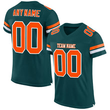 Load image into Gallery viewer, Custom Midnight Green Orange-White Mesh Authentic Football Jersey