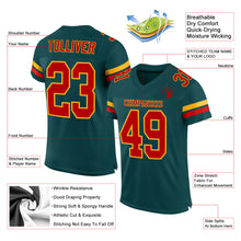Load image into Gallery viewer, Custom Midnight Green Red-Gold Mesh Authentic Football Jersey