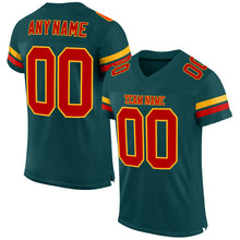 Load image into Gallery viewer, Custom Midnight Green Red-Gold Mesh Authentic Football Jersey
