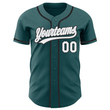 Load image into Gallery viewer, Custom Midnight Green White Gray-Black Authentic Baseball Jersey