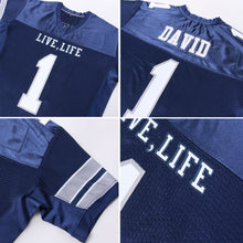 Load image into Gallery viewer, Custom Navy White-Light Gray Mesh Authentic Football Jersey