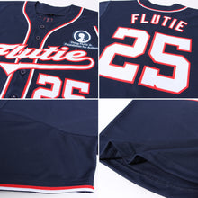 Load image into Gallery viewer, Custom Navy White-Red Authentic Baseball Jersey