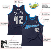 Load image into Gallery viewer, Custom Navy Gray-Blue Authentic Throwback Basketball Jersey