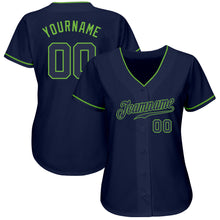 Load image into Gallery viewer, Custom Navy Navy-Neon Green Authentic Baseball Jersey