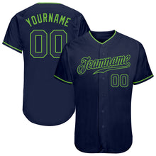 Load image into Gallery viewer, Custom Navy Navy-Neon Green Authentic Baseball Jersey