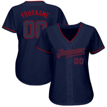 Load image into Gallery viewer, Custom Navy Navy-Red Authentic Baseball Jersey