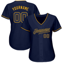 Load image into Gallery viewer, Custom Navy Navy-Gold Authentic Baseball Jersey
