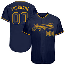 Load image into Gallery viewer, Custom Navy Navy-Gold Authentic Baseball Jersey