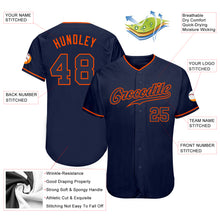 Load image into Gallery viewer, Custom Navy Navy-Orange Authentic Baseball Jersey