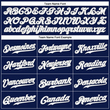 Load image into Gallery viewer, Custom Navy White Pinstripe White-Gray Authentic Baseball Jersey
