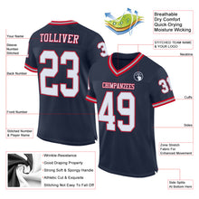 Load image into Gallery viewer, Custom Navy White-Gray Mesh Authentic Throwback Football Jersey