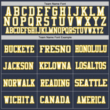 Load image into Gallery viewer, Custom Navy White-Gold Mesh Authentic Throwback Football Jersey