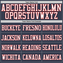 Load image into Gallery viewer, Custom Navy White-Red Mesh Authentic Football Jersey