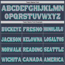 Load image into Gallery viewer, Custom Navy Gray-Aqua Mesh Authentic Football Jersey