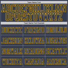 Load image into Gallery viewer, Custom Navy Navy-Gold Mesh Authentic Football Jersey