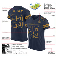 Load image into Gallery viewer, Custom Navy Navy-Old Gold Mesh Authentic Football Jersey