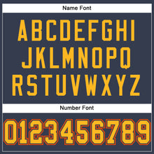 Load image into Gallery viewer, Custom Navy Gold-Orange Mesh Authentic Football Jersey