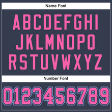 Load image into Gallery viewer, Custom Navy Pink-Light Blue Mesh Authentic Football Jersey