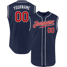 Load image into Gallery viewer, Custom Navy Red-White Authentic Sleeveless Baseball Jersey