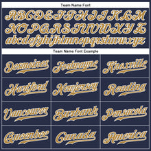 Load image into Gallery viewer, Custom Navy Old Gold-White Authentic Sleeveless Baseball Jersey