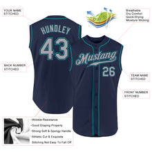 Load image into Gallery viewer, Custom Navy Gray-Teal Authentic Sleeveless Baseball Jersey