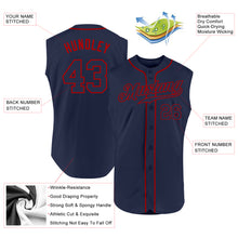 Load image into Gallery viewer, Custom Navy Navy-Red Authentic Sleeveless Baseball Jersey