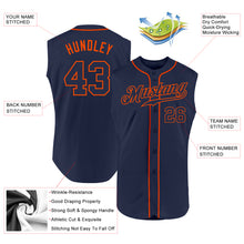 Load image into Gallery viewer, Custom Navy Navy-Orange Authentic Sleeveless Baseball Jersey
