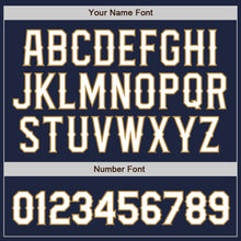 Load image into Gallery viewer, Custom Navy White-Old Gold Authentic Baseball Jersey