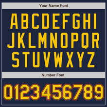 Load image into Gallery viewer, Custom Navy Gold-Orange Authentic Baseball Jersey