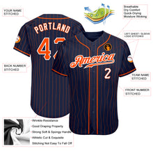 Load image into Gallery viewer, Custom Navy Orange Pinstripe Orange-White Authentic Baseball Jersey