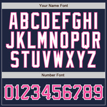 Load image into Gallery viewer, Custom Navy White Pinstripe Pink-White Authentic Baseball Jersey