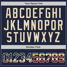 Load image into Gallery viewer, Custom Navy White Pinstripe Vintage USA Flag-Cream Authentic Baseball Jersey