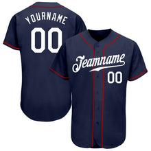 Load image into Gallery viewer, Custom Navy White Authentic Baseball Jersey