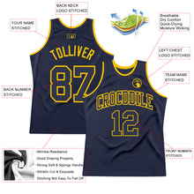 Load image into Gallery viewer, Custom Navy Navy-Gold Authentic Throwback Basketball Jersey