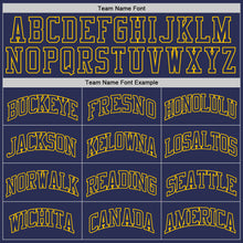 Load image into Gallery viewer, Custom Navy Navy-Gold Authentic Throwback Basketball Jersey