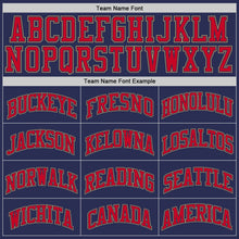 Load image into Gallery viewer, Custom Navy Red-Old Gold Authentic Throwback Basketball Jersey