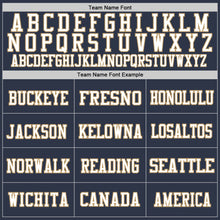 Load image into Gallery viewer, Custom Navy White-Old Gold Mesh Authentic Throwback Football Jersey