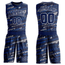 Load image into Gallery viewer, Custom Navy Navy-Royal Round Neck Sublimation Basketball Suit Jersey