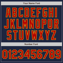 Load image into Gallery viewer, Custom Navy Red-Gold Authentic Baseball Jersey