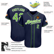 Load image into Gallery viewer, Custom Navy Neon Green-White Authentic Baseball Jersey