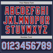Load image into Gallery viewer, Custom Navy Light Blue-Red Authentic Baseball Jersey