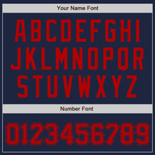 Load image into Gallery viewer, Custom Navy Red Authentic Baseball Jersey