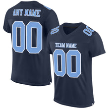 Load image into Gallery viewer, Custom Navy Light Blue-White Mesh Authentic Football Jersey