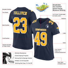 Load image into Gallery viewer, Custom Navy Gold-White Mesh Authentic Football Jersey