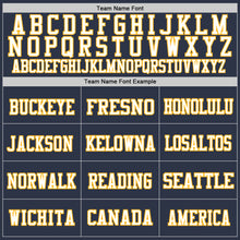 Load image into Gallery viewer, Custom Navy Gold-White Mesh Authentic Football Jersey