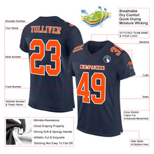 Load image into Gallery viewer, Custom Navy Orange-White Mesh Authentic Football Jersey