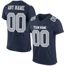 Load image into Gallery viewer, Custom Navy Gray-White Mesh Authentic Football Jersey