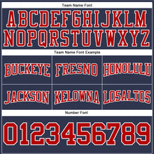 Load image into Gallery viewer, Custom Stitched Navy Red-White Football Pullover Sweatshirt Hoodie