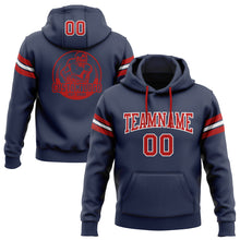 Load image into Gallery viewer, Custom Stitched Navy Red-White Football Pullover Sweatshirt Hoodie