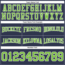 Load image into Gallery viewer, Custom Stitched Navy Neon Green-White Football Pullover Sweatshirt Hoodie